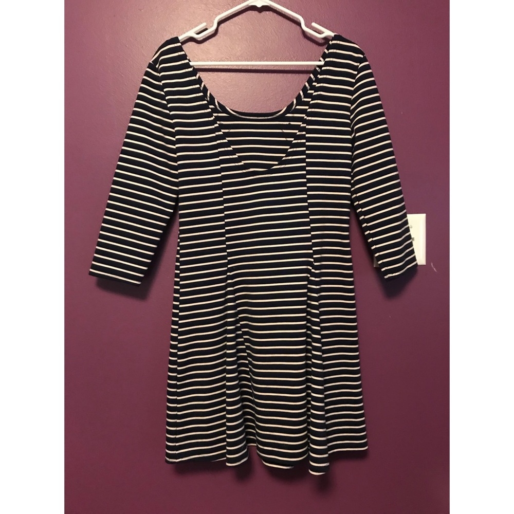 EUC FREE PEOPLE Striped Crochet Fit and Flare Dress L in Navy - Picture 3 of 6